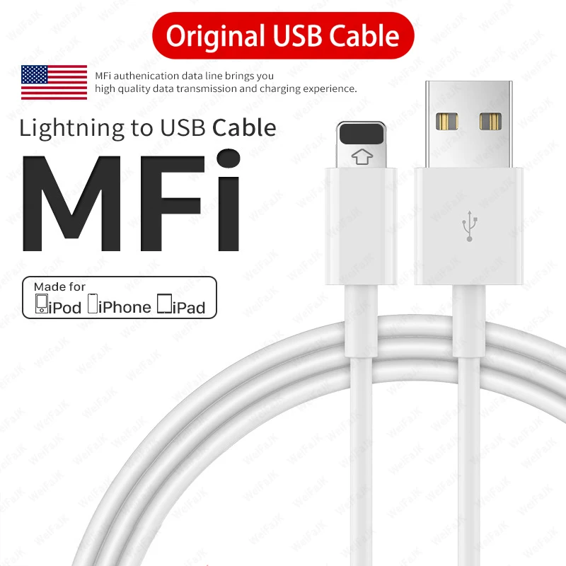 Apple iPhone кабель 1 м 2 оригинальный USB Кабель зарядного устройства Lightning для 6 6s 7 8 Plus 11
