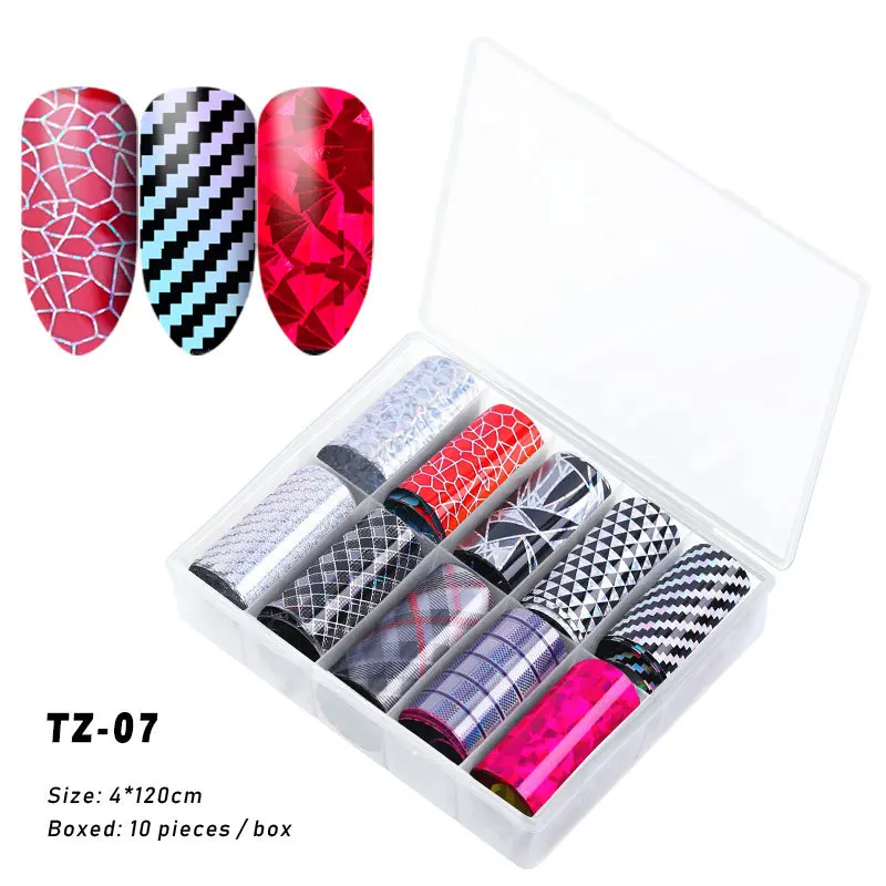 LULAA Nail Art сделай сам креативный Звездный Набор наклеек Звездная переводная бумага цветная лазерная звезда бумага 10 смешанных 4 см водонепроницаемый - Цвет: TZ-07