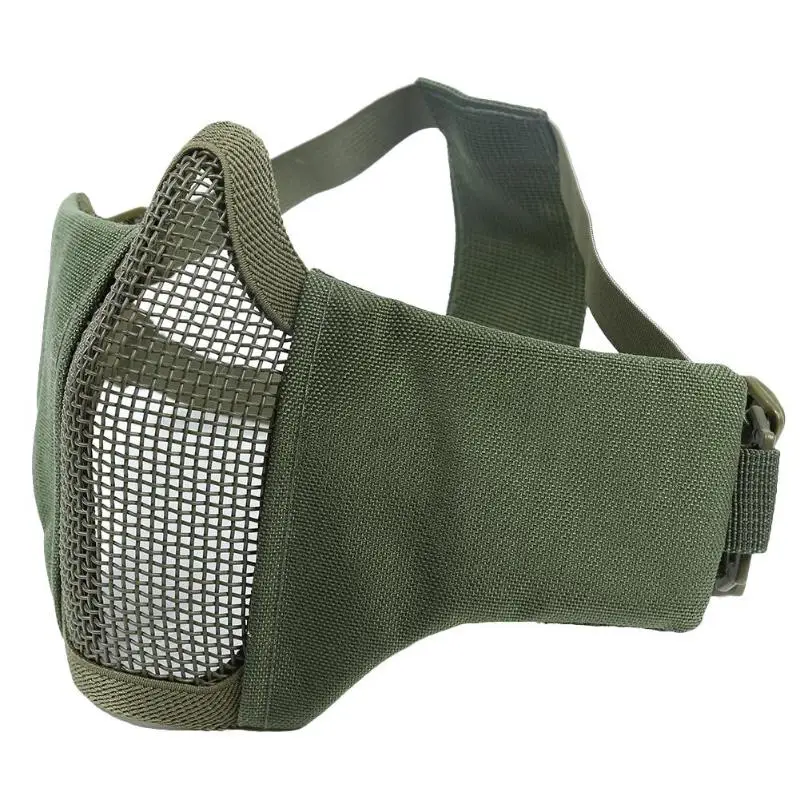 Army Green Дышащая Стальная Сетчатая Маска для лица практичная уличная CS охота на Wargame Защитная Сетчатая крышка необходимые уличные охотничьи гаджеты - Цвет: Army Green