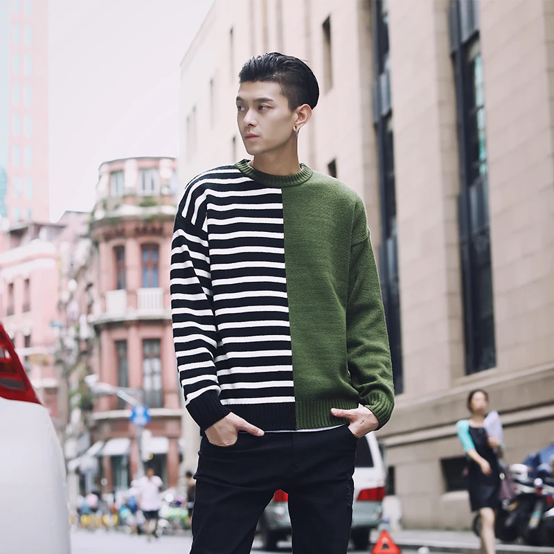 Sweater Men's Slim Warm Fashion Stripe Casual O-Neck Knit Pullover Men Streetwear Knitting Sweaters Male Sweter Clothes S-2XL