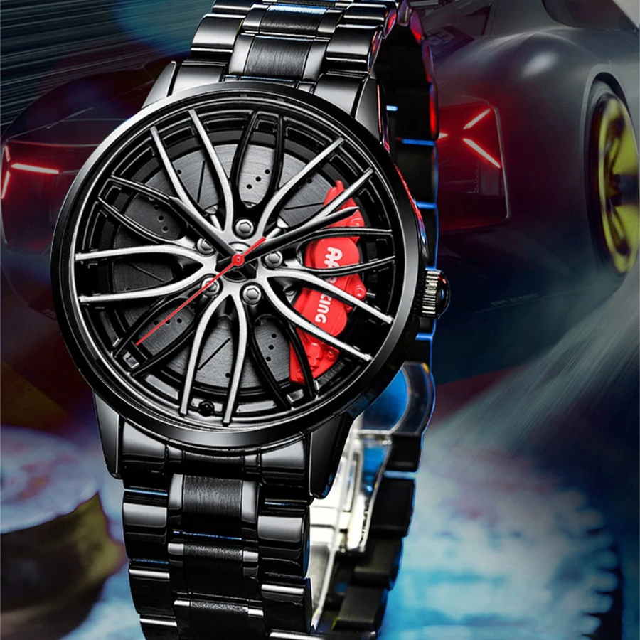 New Watches Men Sports Car Rim Watches Quartz Waterproof
