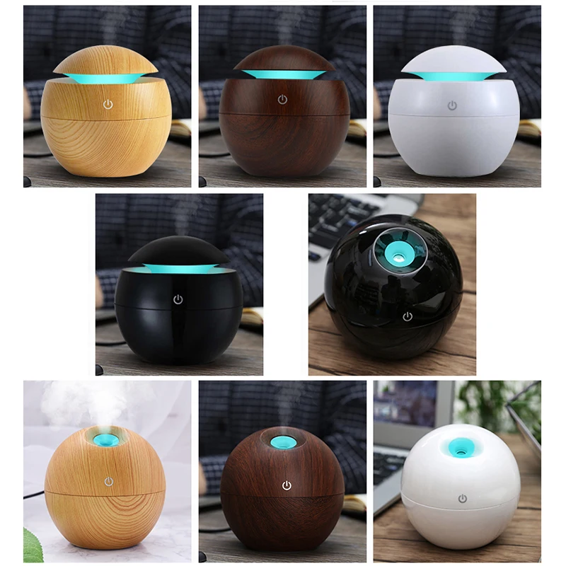  Mini Wooden Aromatherapy Humidifier Aroma Diffuser Essential Oil Diffuser Air Purifier Color Changi