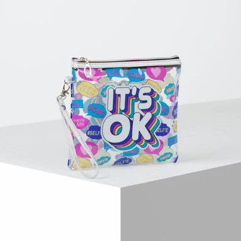 

Simple cosmetic bag, zipped compartment, handle, multicolored color