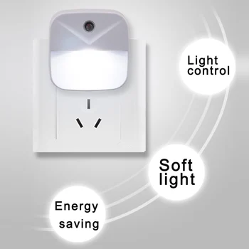 

Light Sensor Control LED Night Light Mini Square Bedroom Toilet Lamp US Plug QJS Shop