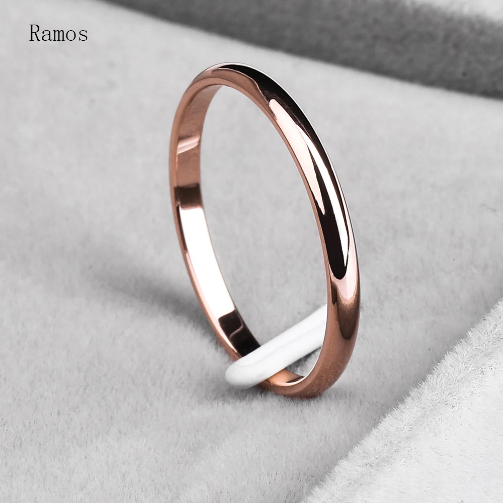 Ramos 2mm titanium acero tricolor anillo de combinación simple liso anillo de moda para una mujer o un hombre regalo de boda