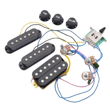 

ST Electric Guitar Pickup Wiring Harness Prewired 5-Way Switch 2T1V Control SSH Pickup for Black