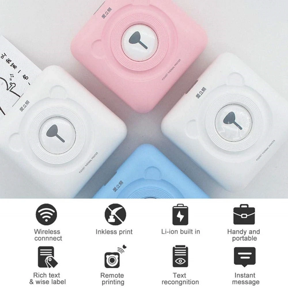 Портативный мини Bluetooth термопринтер карманный мобильный телефон портативная