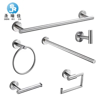 

304 Stainless Steel Grooved Towel Rack Brushed Roll Stand Bathroom Towel Rack Bathroom Hook Unit Set Cross-Border