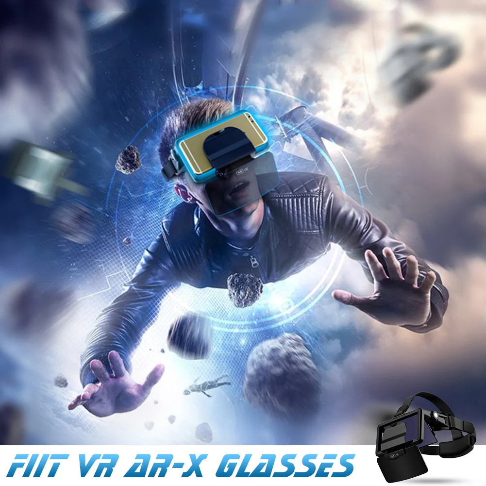 AR-X AR Smart Glasses Enhanced 3D VR Glasses Headphones Virtual Reality Helmet VR Headset For 4.7-6.0 Inches Smartphone