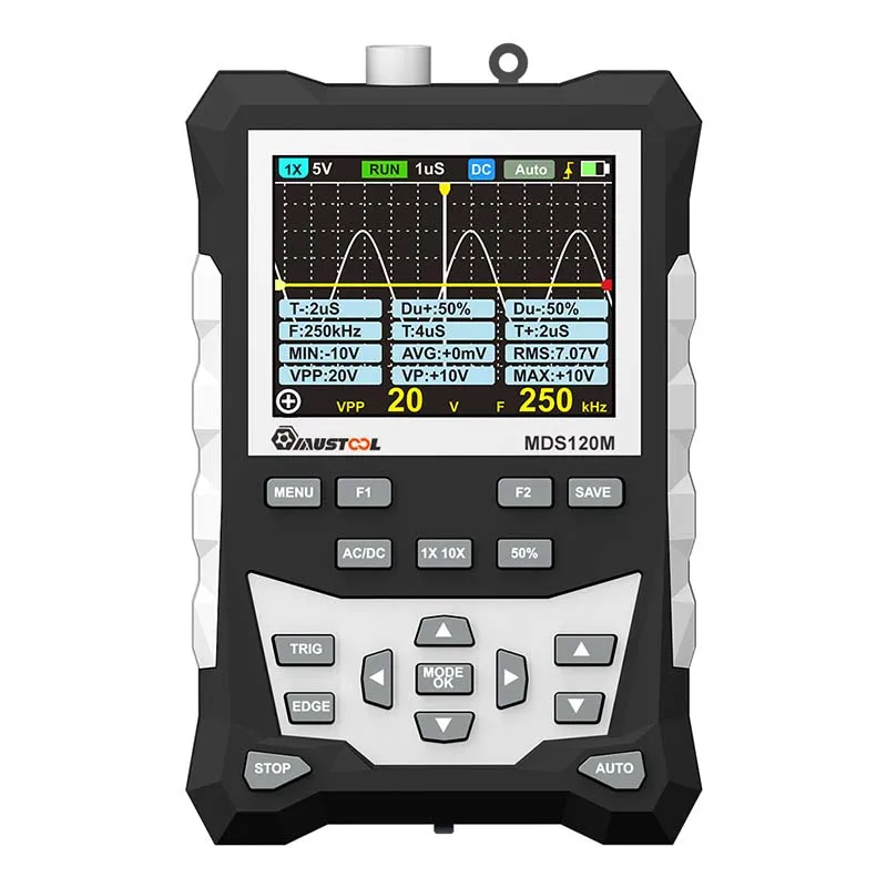 US $67.31 Mustool Mds120m Professional Digital Oscilloscope 120mhz Analog Bandwidth 500msS Sampling Rate Lcd Screen Waveform Storage