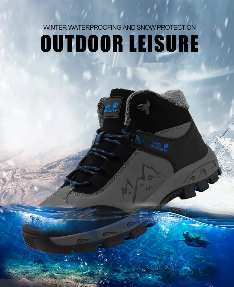 Waterproof Winter Men boots Warm With Fur Snow Boots Men Work safety shoes Rubber Ankle boots big size 39-45