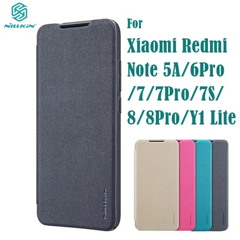  For Xiaomi Redmi Note 7 8 5A 7S Case Note7 6 8 Pro Flip Leather Case Nillkin Sparkle Series PU Flip - 32974384178