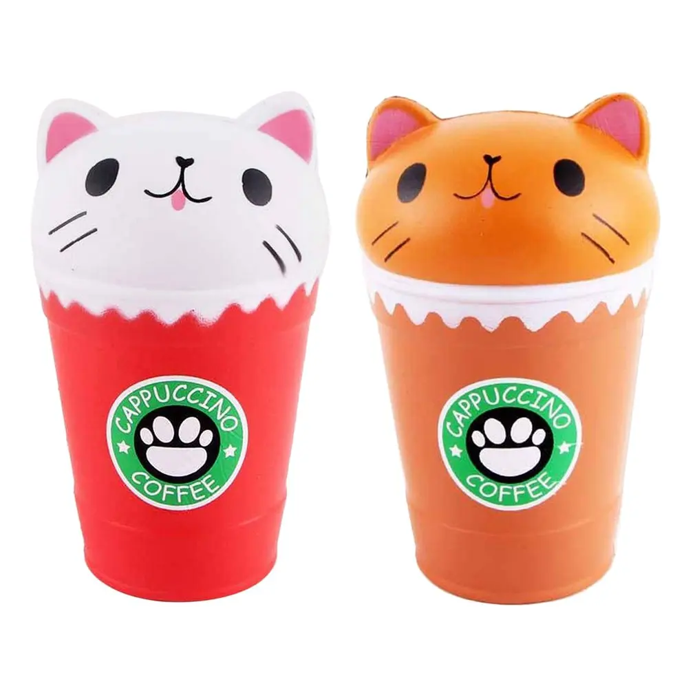 Kawaii, кофейная чашка, кошачья голова, ароматизированные игрушки, практичные, медленно поднимающиеся, сжимаемые игрушки, анти-стрсс, лучший подарок, игрушки для снятия стресса