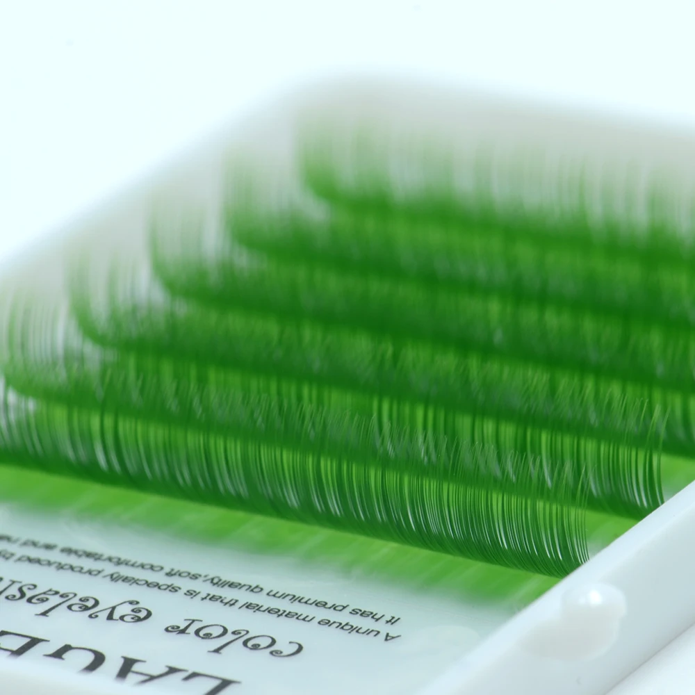 green LAGEE Цвет наращивание ресниц красный синий темно коричневый зеленый Премиум мягкий материал «норка» очень светильник наруральные Модные накладные ресницы - Цвет: green