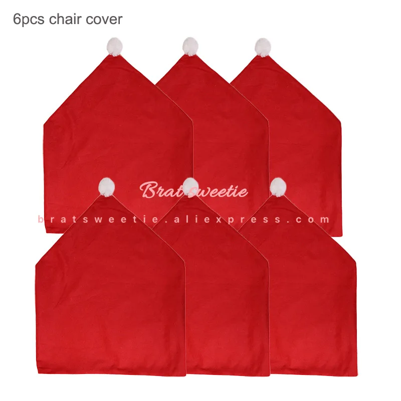 6 red chair cover 4 шт., 6 шт., рождественские шапки Санта-Клауса, рождественские покрытия для стула, обеденные чехлы на спинку стула, вечерние украшения на стол, новогодние вечерние принадлежности - Цвет: 6 red chair cover