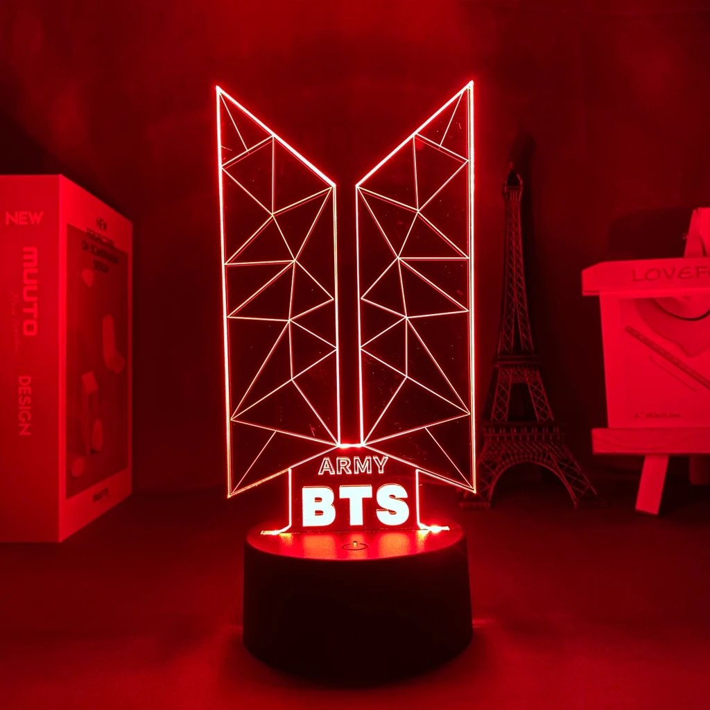 BTS Led Light Bangtan Boys LOGO 3d Lamp For Bedroom Decoration Fans