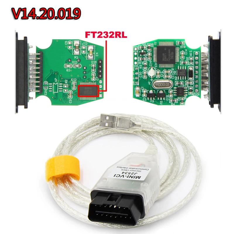 

5pcs/lot Latest MINI VCI J2534 V14.20.019 FT232RL Chip for TOYOTA OBDII Diagnostic Cables and Connectors Mini-VCI Interface