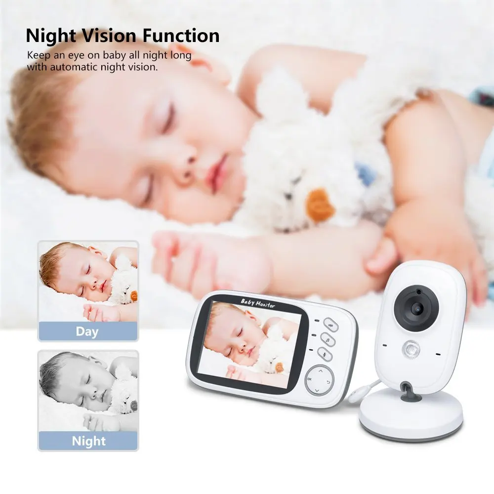 Monitor do Bebê com Câmera de Vídeo sem Fio Polegada Tela Colorida Noite Versão Falar Volta Intercomunicador Bebê Babá Câmera Segurança Vb603 3.2 7 vídeo sem fio 3.2 Polegada tela colorida