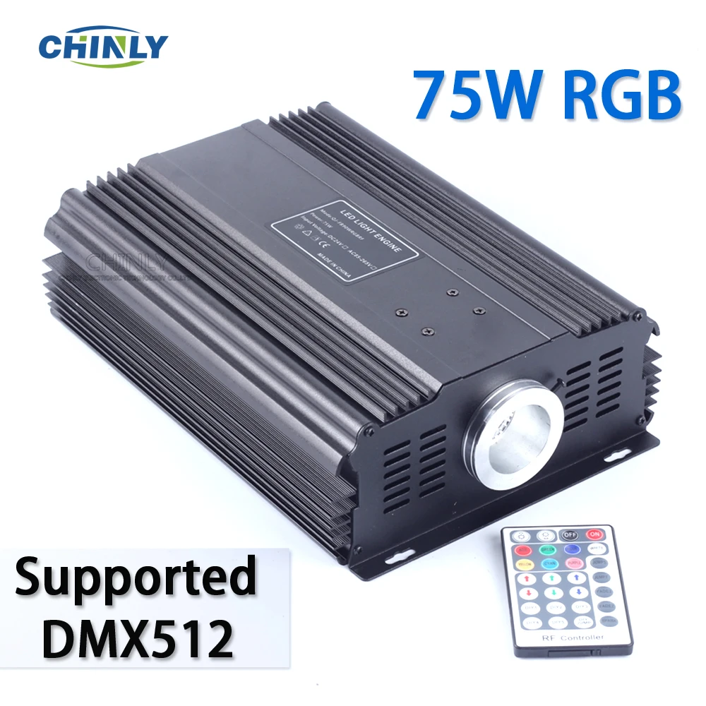 DMX 75W RGB Светодиодный волоконно оптический двигатель Драйвер + 28key RF пульт