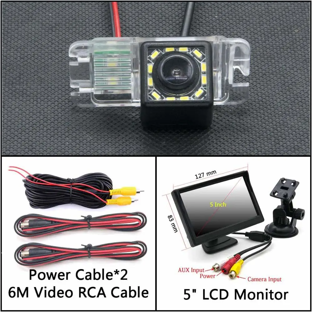 Cam Add 5 inch LCD 12 Светодиодный фонарь Автомобильная камера заднего вида для Ford Focus 2 Mondeo C-Max S-Max Galaxy Fiesta Kuga EcoSport водонепроницаемый парковочный резервный - Название цвета: Cam Add 5 inch LCD