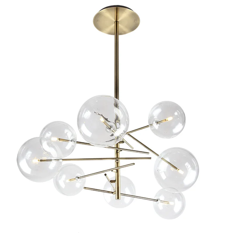 

European Glass Bulbs Chandelier Gold Pendant Light Luminaire Suspendu hanging lamp