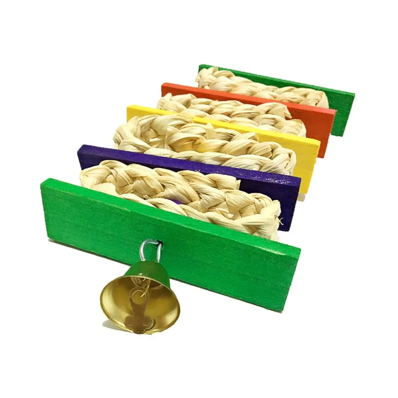 PFunny попугай птица игрушки разноцветный попугай твист струна Жевательная бревна альпинистская игрушка палочка с колокольчиком элементы для птичьей клетки PGM