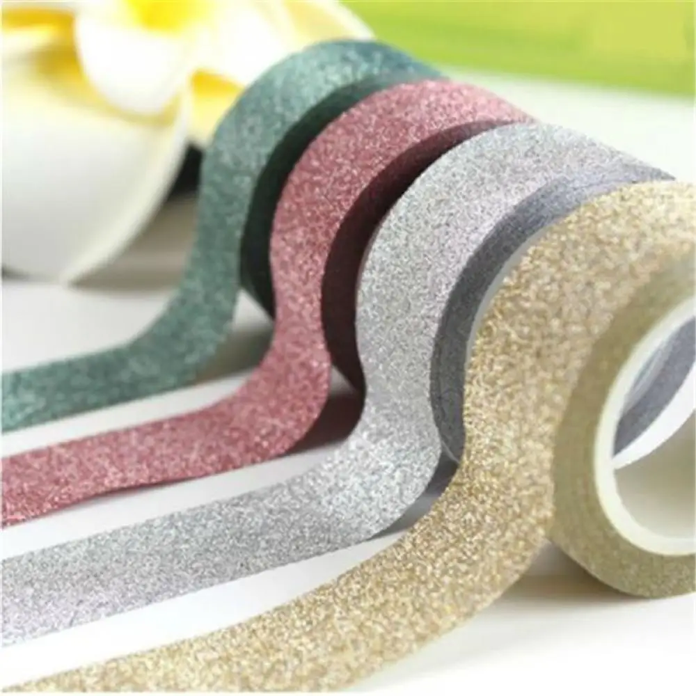 DIY Self-adhesive Glitter Washi Paper Scrapbooking Tape Stickers Wedding Birthday Festival Decorations Craft Paper