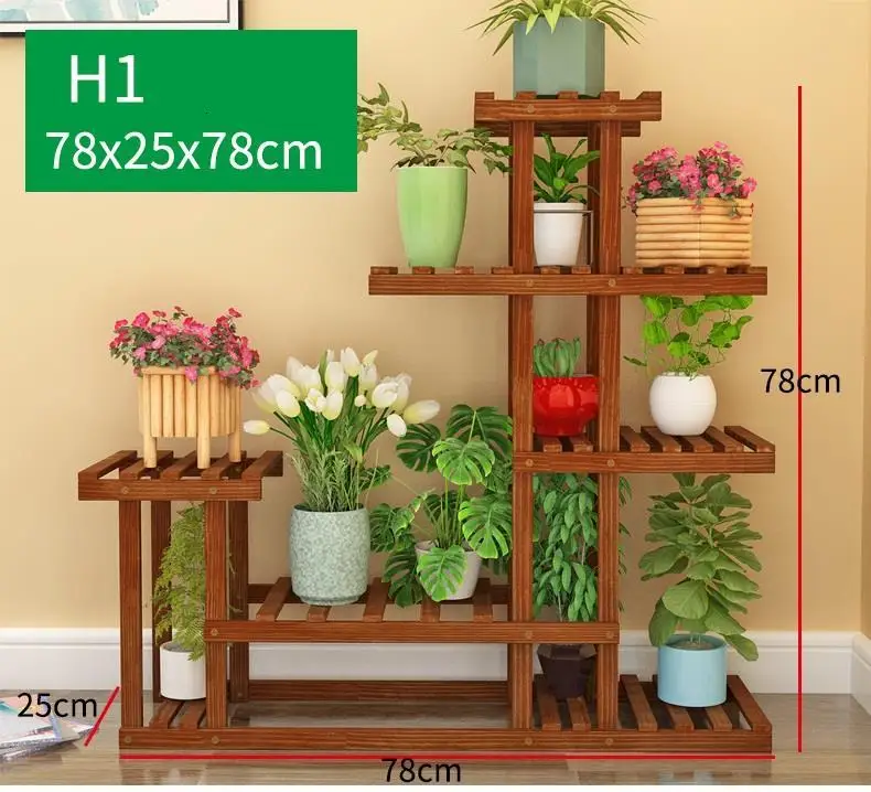 Escalera Decorativa Madera Wood Plantenstandaard Indoor Pot Balcony Outdoor Flower Shelf Stojak Na Kwiaty Plant Stand