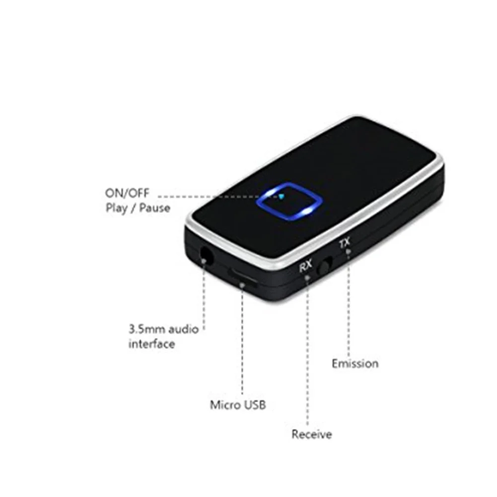 Портативный адаптер Bluetooth аудио передатчик и приемник Беспроводная музыкальная Колонка стерео черные наушники 2 в 1