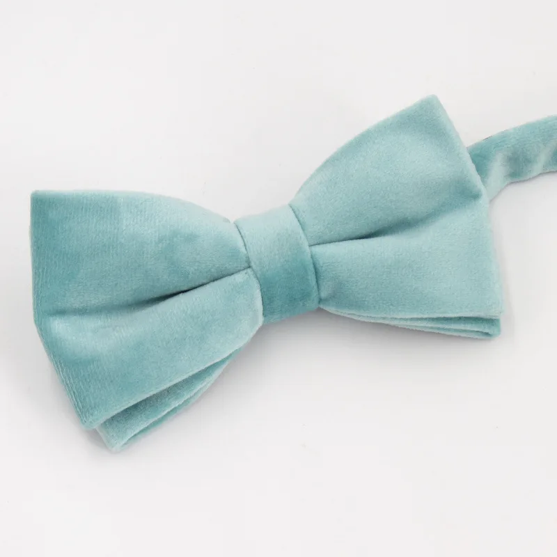 Озерный синий Hand-made галстуком-бабочкой высокого качества Для мужчин, деловой, Банкетный Свадебные простые Стиль модный бутик Бархат двухслойной подкладкой, с бантиком - Цвет: Озерный синий