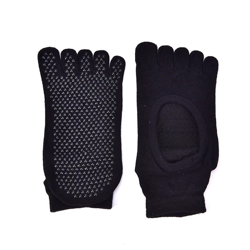 1 Pair Women Sports Yoga Socks Anti Slip for Lady Gym Fitness Sock Professional Sock Slippers Dance Protector - Color: Black