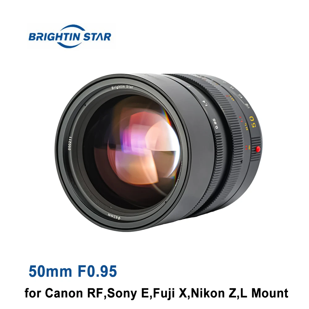 Широкоугольный объектив Brightin Star 50 мм F0.95 для камер Canon RF Sony E Fuji X Nikon Z Leica |