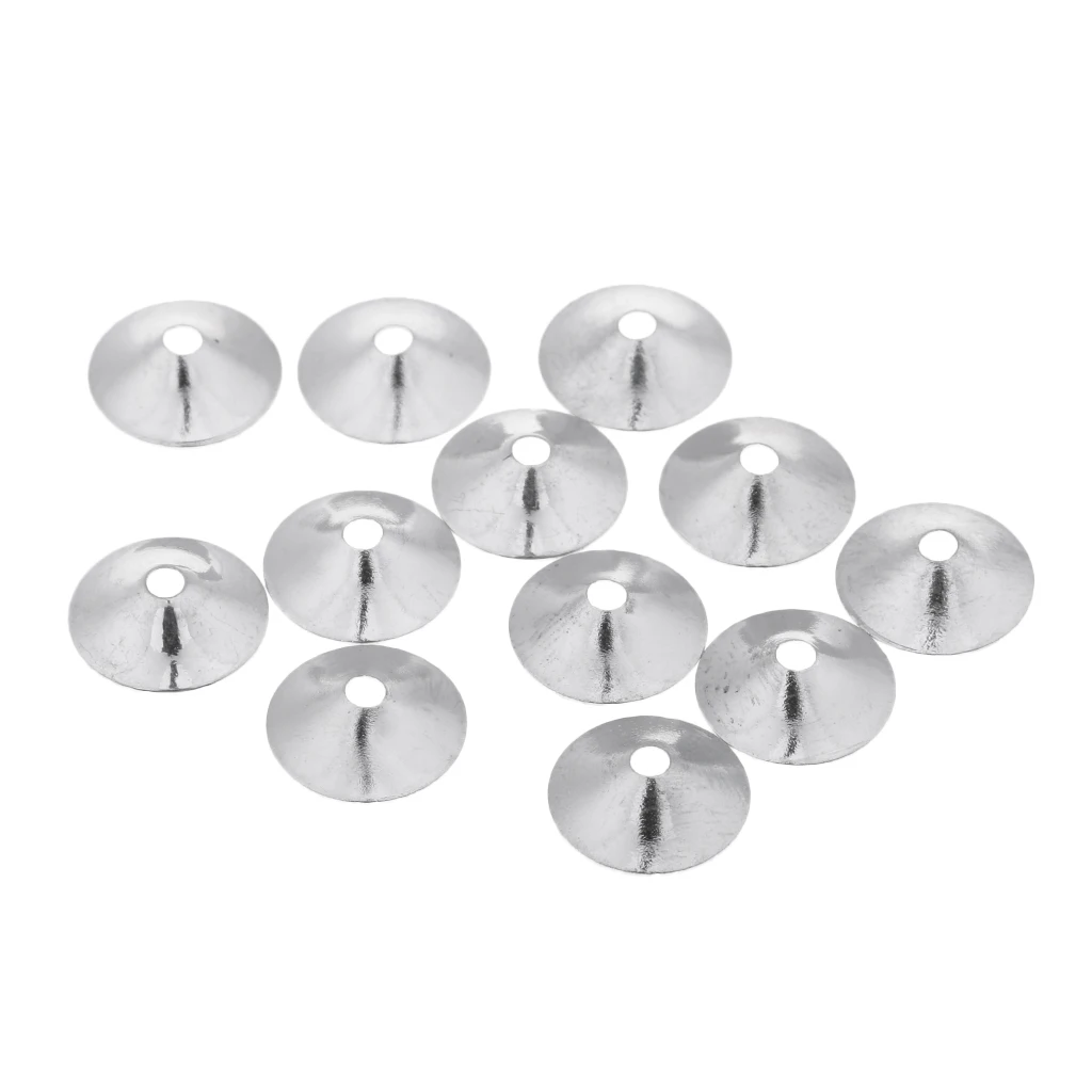 12pcs Fly Tying Brass Flutter Cones 10mm For Tube Flies Fishing Lures Fishing Tools Gold Silver Gray