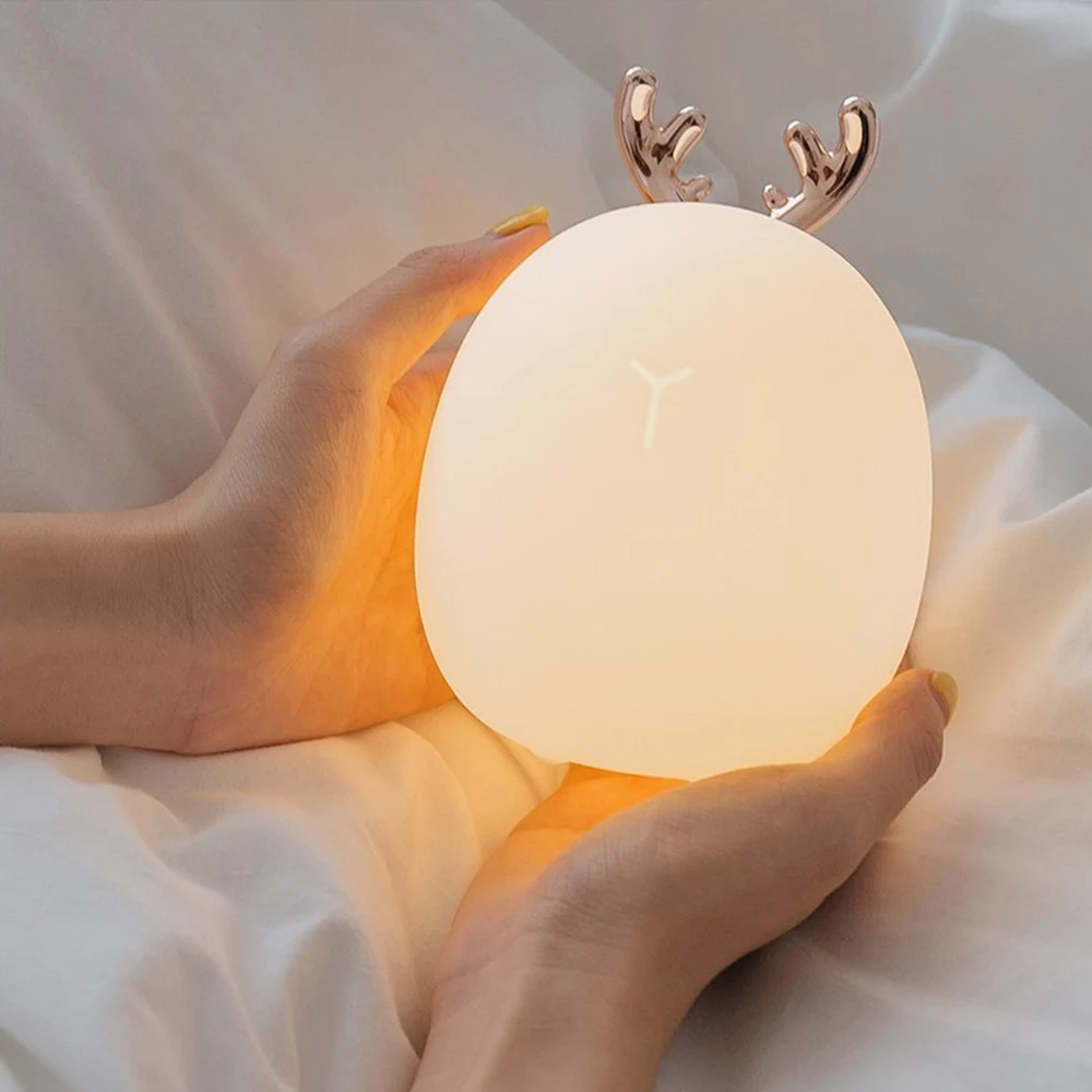  LED Night Light Cute Dimmable Rabbit/Giraffe Shape Silicone LED Cartoon Lamp USB Rechargeable For C - 4000182733460