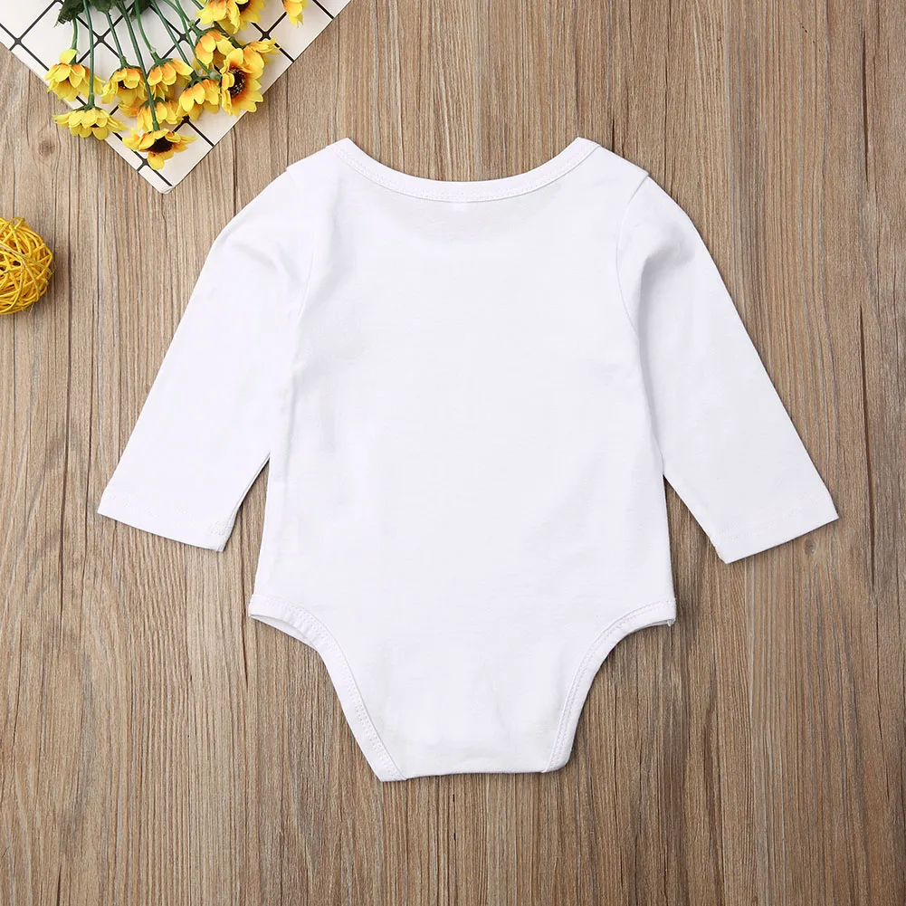 0-18M Casual Newborn Baby Boy Girl Long Sleeve Letter Print Cotton Bodysuit Jumpsuit Playsuit Outfits Baby Clothes