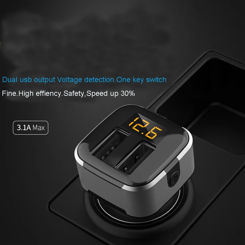 3.1A Dual USB Автомобильное зарядное устройство Универсальный мобильный телефон автомобильное зарядное устройство с светодиодный дисплей для Xiaomi samsung S9 iPhone X XS Plus