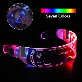 

LED Luminous Glasses Futuristic Electronic Visor Glasses Light Up LED Glasses Prop for Halloween Decor Party Performance