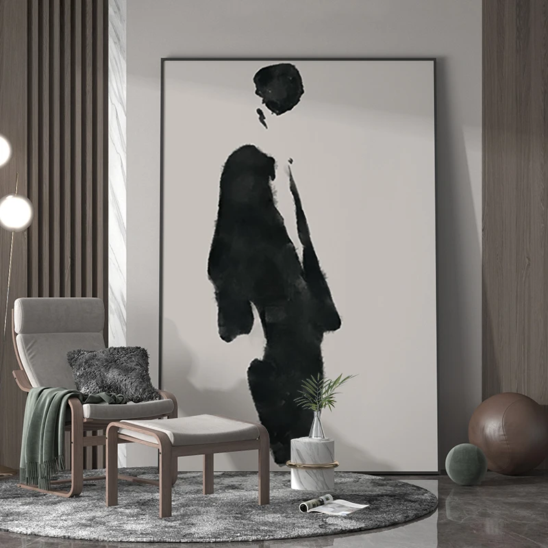 

Handmade Abstract Oil Painting On Canvas Wall Art Minimalist Modern Art Living Room Decor American Style Home Decor Black Beige