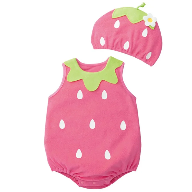 Милая одежда для малышей комбинезон с рисунком для маленьких мальчиков и девочек, хлопковый комбинезон с рисунком животных и фруктов для младенцев+ шапочка, костюмы для новорожденных j2 - Цвет: Pattern E