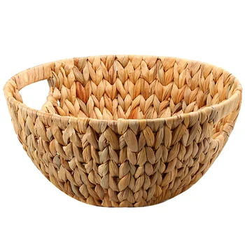 

Natural Straw Woven Tray Fruit Storage Basket Snack Melon Seed Tray Table Debris Basket Storage Basket Round Living Room Stora