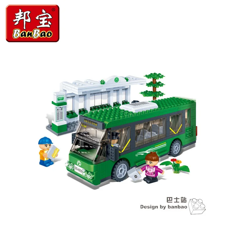 

Banbao 8768 Bus and Bus Station Transport 372pcs Plastic Model Building Block Sets Educational DIY Bricks Toys Christmas gift