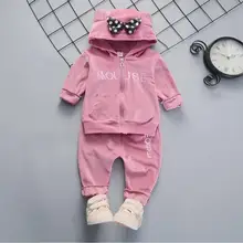 Осенне-зимний комплект одежды для девочек, спортивный костюм с длинными рукавами для детей, одежда с Минни Бархатный спортивный костюм для девочек, одежда для малышей костюм