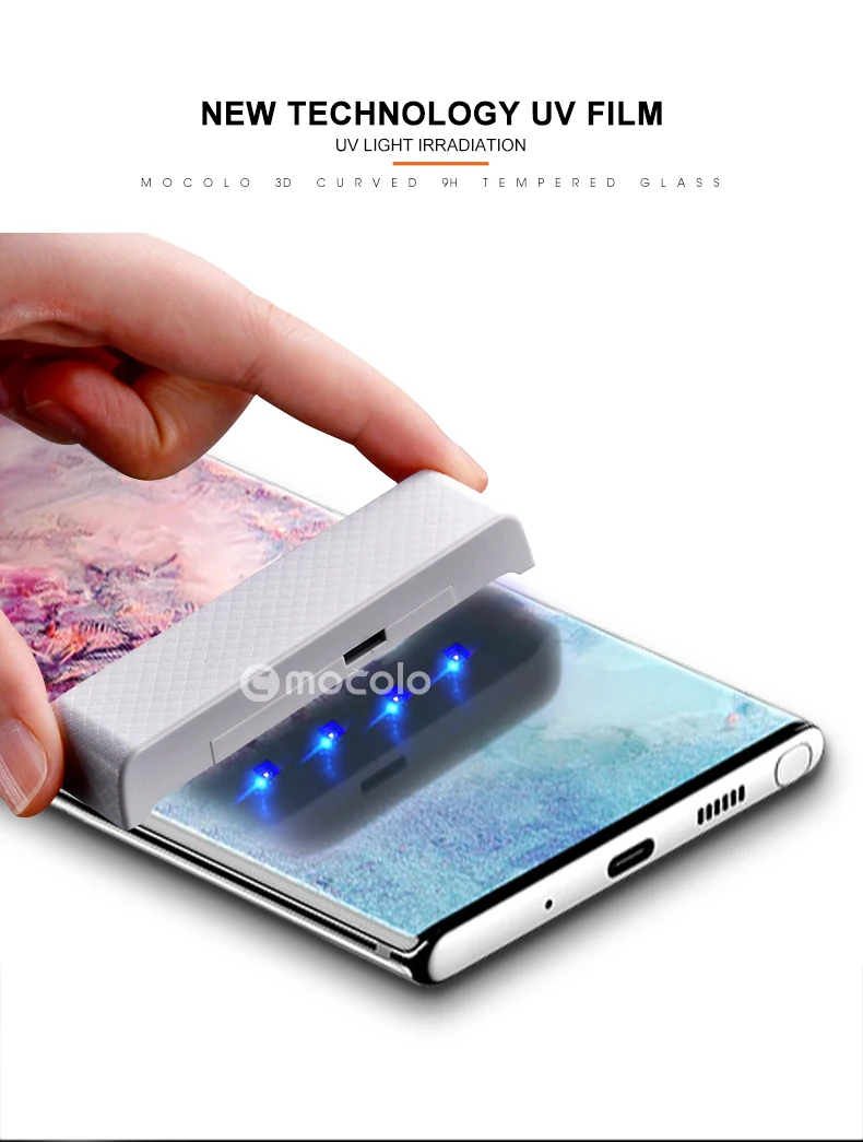 Note10 Mocolo Чувствительная УФ лампа жидкое полное Клей Стекло samsung Galaxy Note 10 Pro Закаленное стекло пленка Note10+ протектор экрана