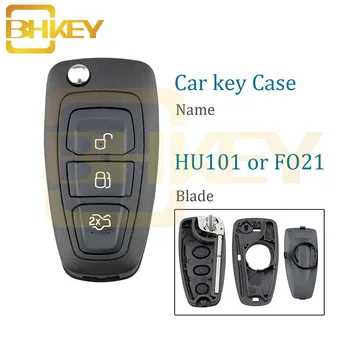 

BHKEY 3Buttons Folding Remote Car key Case For Ford Focus Mondeo Fiesta 2013 Car key shell With HU101/FO21 Blade