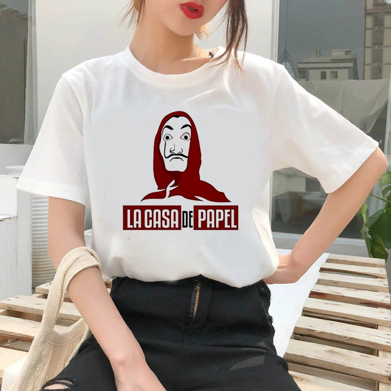 Women's T-shirt Portrait of banknot Print T-shirt Clothes White TShirt Harajuku Graphic T-shirt Fashion Landscape T-shirt Female