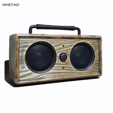 Iwistao 2x15 Вт bluetooth-динамик ручной работы винтажный твердый Ashwood AUX U диск MP3 WAV FLAC