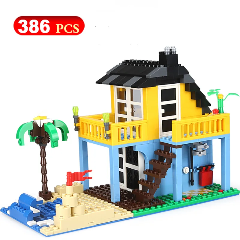 

386PCS Sea View Holiday Home Building Blocks DIY Assembly Bricks Construction Building Creative Educational Block Toys For Kids