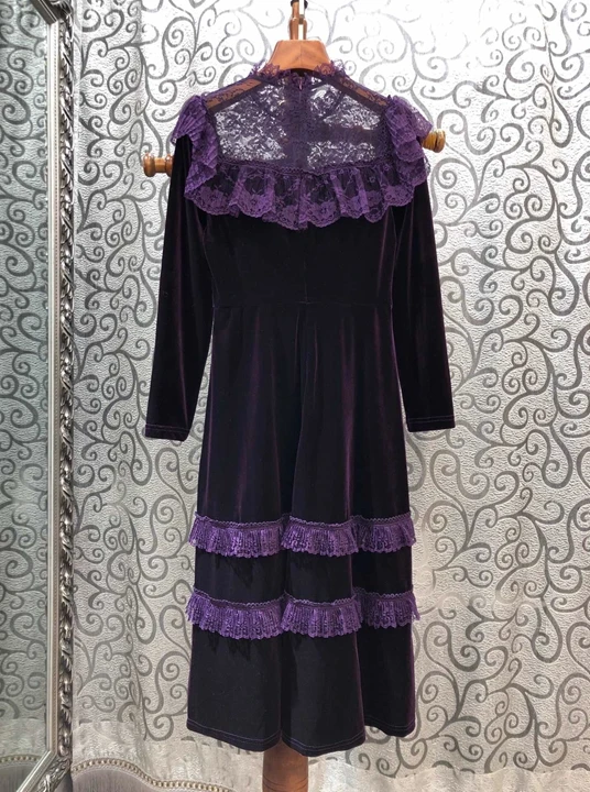 Высокое качество, новинка, осенне-зимнее вечернее платье Vestidos, женское сексуальное кружево ласкутное прозрачное винтажное платье до середины икры с длинным рукавом