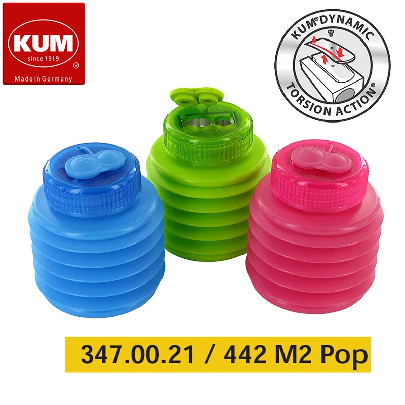 Apontador de Lápis Recipiente com Capa Alemanha Pop Buraco Duplo Magnésio Metal Portátil Retrátil Vermelho Azul Verde 1pc Kum 442 m2