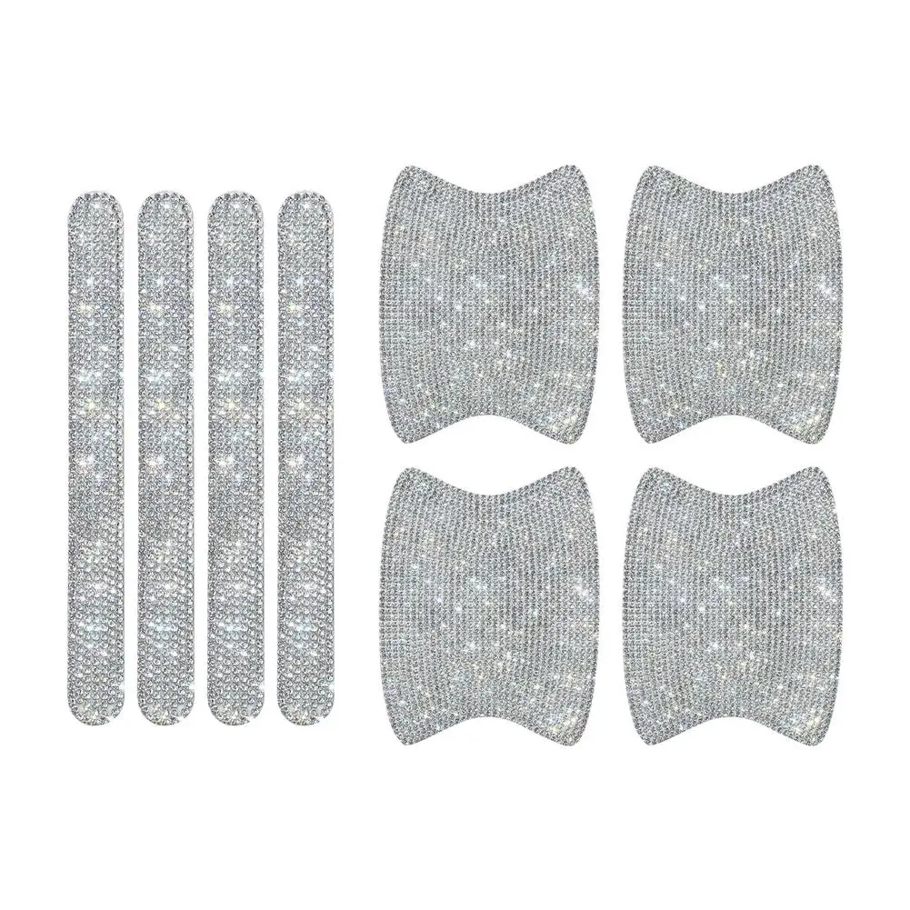 Bling Car Door Handle Protector 8pcs Rhinestone Universal Cover Crystal Glitter Bowl Protection Reflectiv |